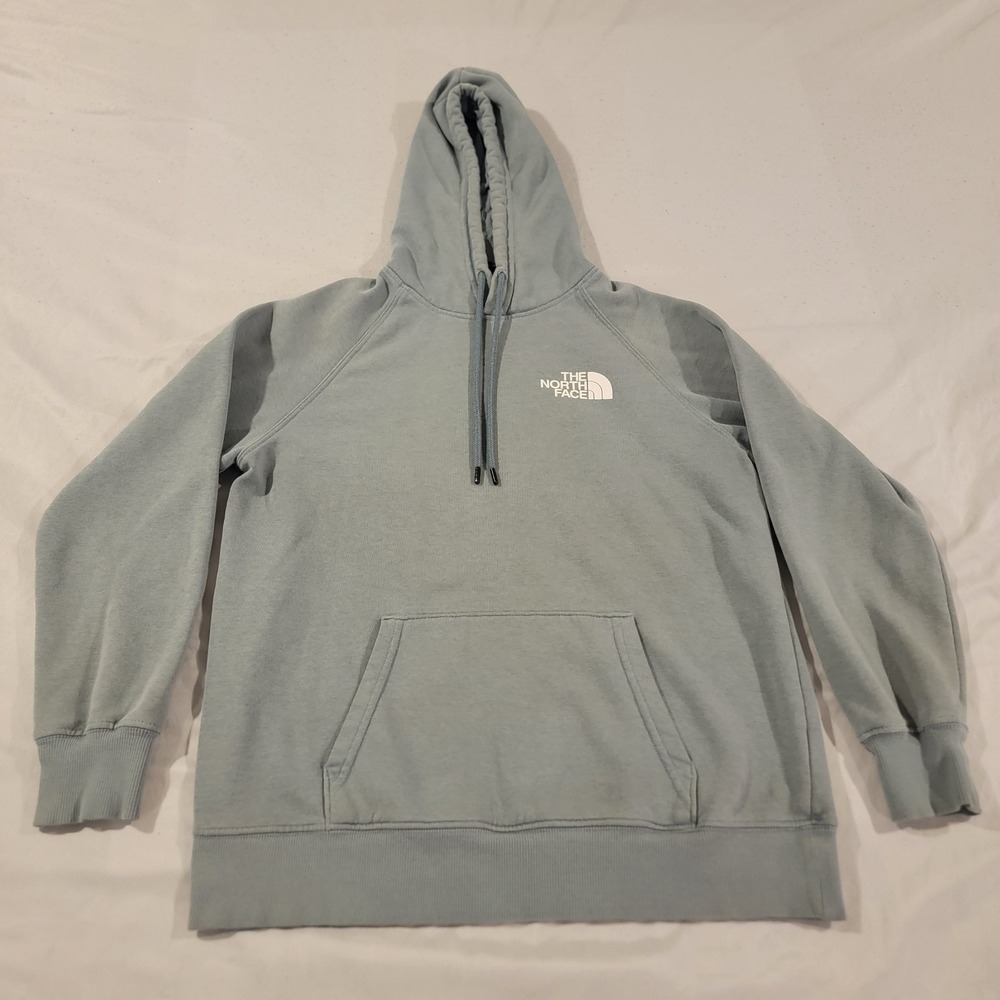 The NORTH FACE ~ Light Blue Sweatshirt Hoodie Kangaroo Pockets Mens Medium -VG - Picture 3 of 7